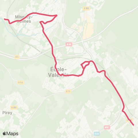 Ginko Miserey-Salines ↔ Collège Camus map