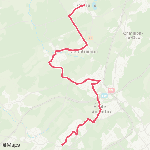 Ginko Les Auxons ↔ Collège Cartannaz map