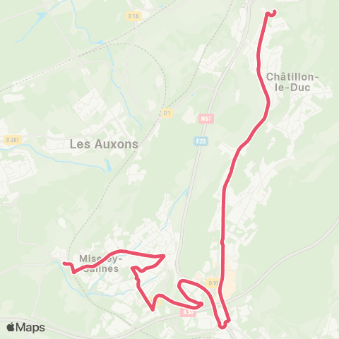 Ginko Miserey-Salines ↔ Collège Claude Girard map