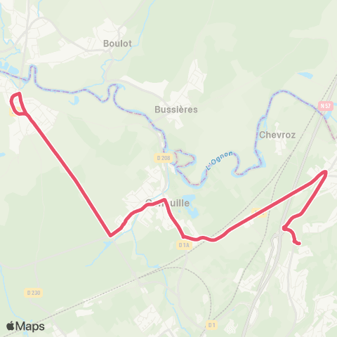 Ginko Cussey-s/-l'Ognon ↔ Collège Claude Girard map