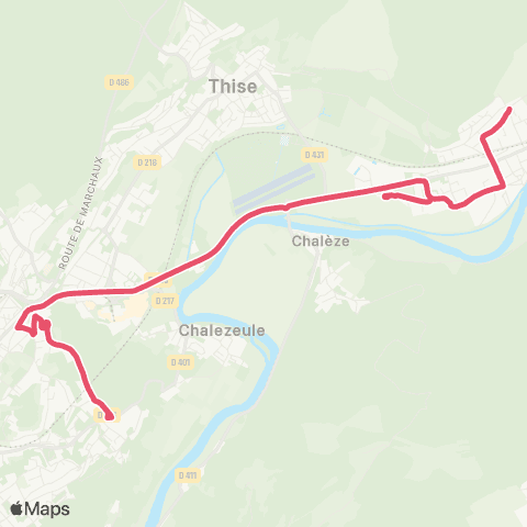 Ginko Roche-Lez-Beaupré ↔ Collège Clairs Soleils map