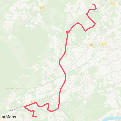 Ginko Planoise ↔ Lycée P.A Pâris map