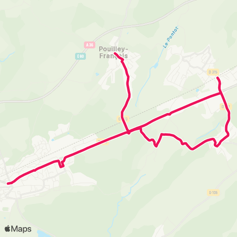 Ginko Dannemarie-sur-Crète ↔Pouilley-Français map