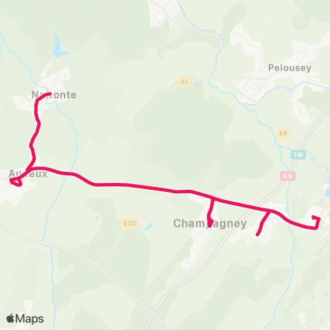 Ginko Pouilley-les-Vignes ↔ Noironte map