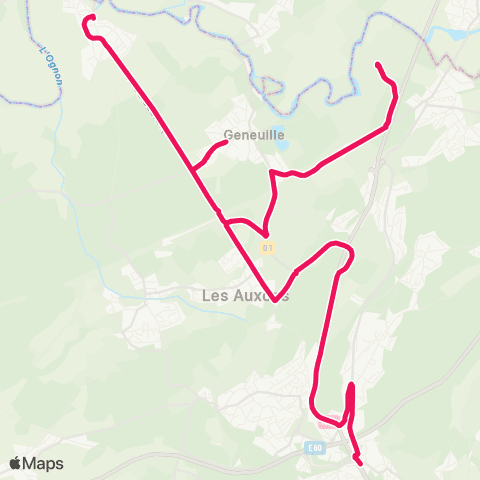 Ginko École-Valentin ↔ Cussey-sur-l'Ognon map