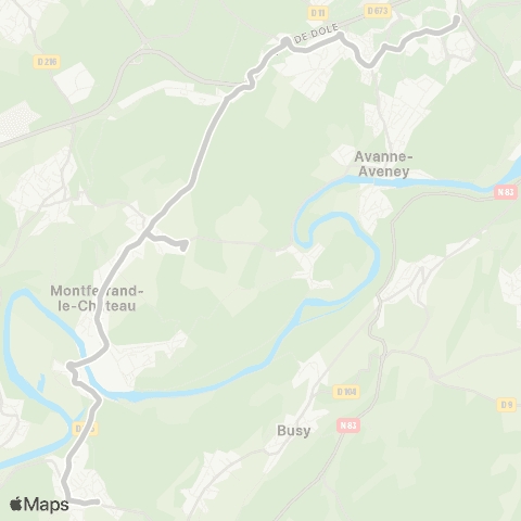 Ginko Boussières ↔ Pôle Micropolis map