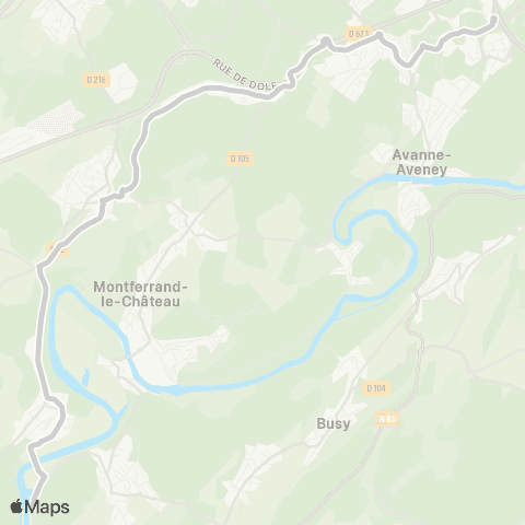 Ginko Boussières ↔ Pôle Micropolis map