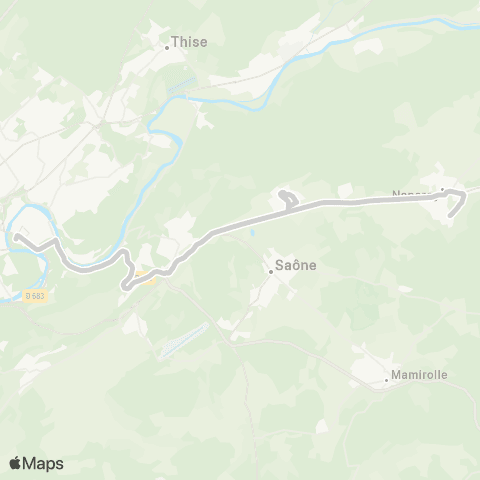 Ginko Nancray ↔ Pôle Chamars map