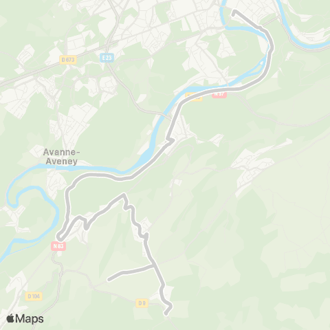 Ginko Pugey ↔ Pôle Chamars map