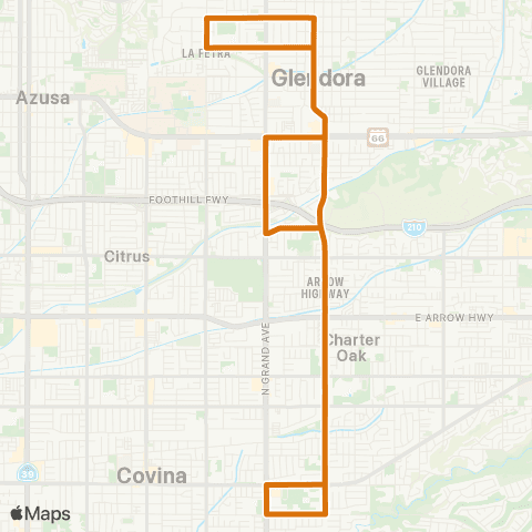 Glendora Shuttle Shuttle: Orange map