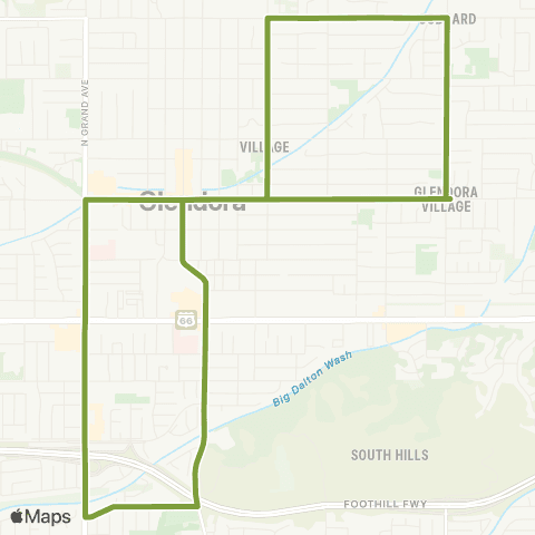 Glendora Shuttle Shuttle: Green map