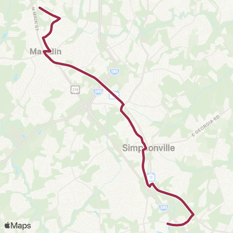 Greenlink Simpsonville Connector map