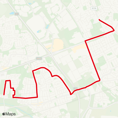 Go North East St Peters Rd-Val Gardens - Billy Mill Ln-Sch map