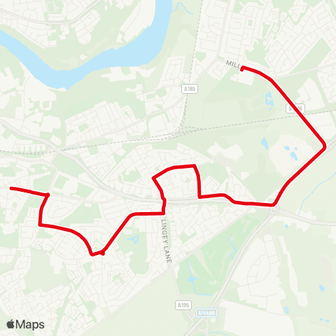 Go North East Watermill Ln-The Dr - St Joseph's Catholic Academy map