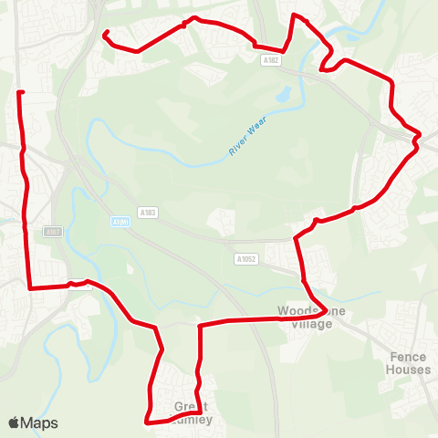 Go North East Washington Hosp - Pk View Sch / N Lodge map