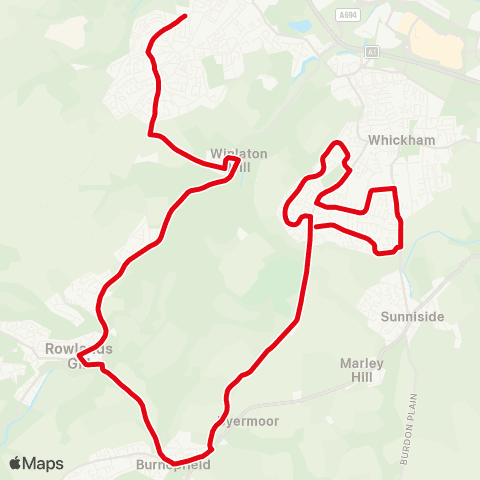 Go North East Broadway - Back Lane-School map