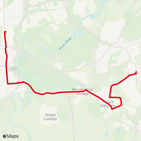 Go North East Front St - Park View School / N Lodge map