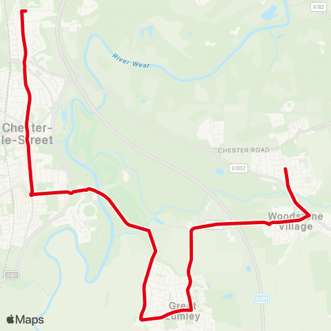 Go North East Rose Crescent - Pk View School / N Lodge map