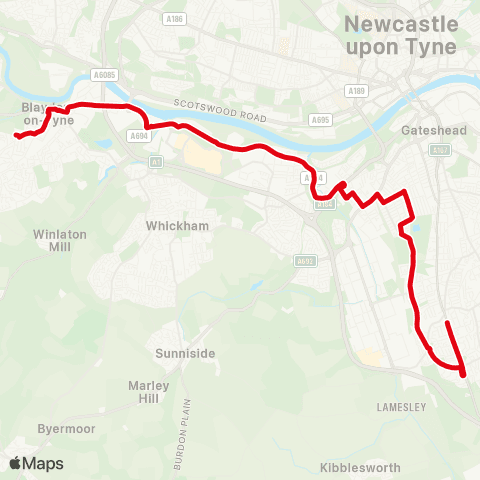 Go North East St Thomas More Rc Academy - Durham Rd-Appledore Gardens map