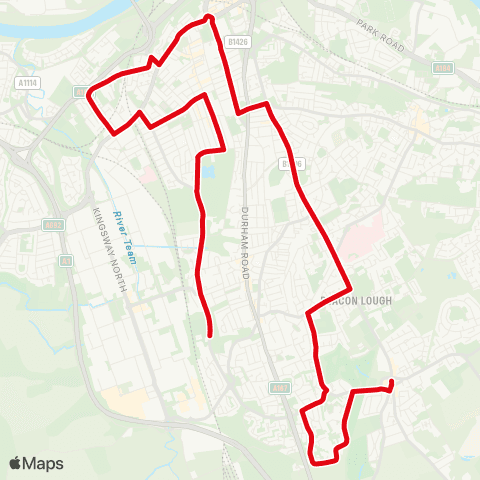 Go North East Saltwell Rd S-Chowdene Pk - High St / Springwell Rd map