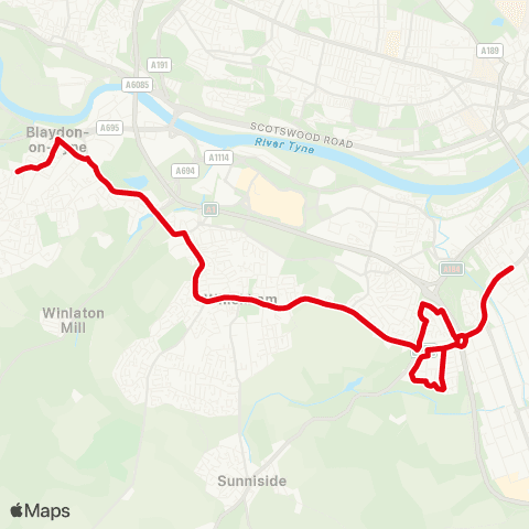 Go North East Back Ln-Sch - Lobley Hill Rd-Victoria Rd map