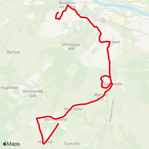 Go North East St Thomas More Rc Academy - Bank Top map