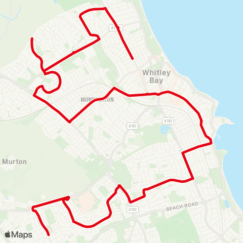 Go North East Billy Mill Ln-Whitehouse Ln - Ilfracombe Gardens map