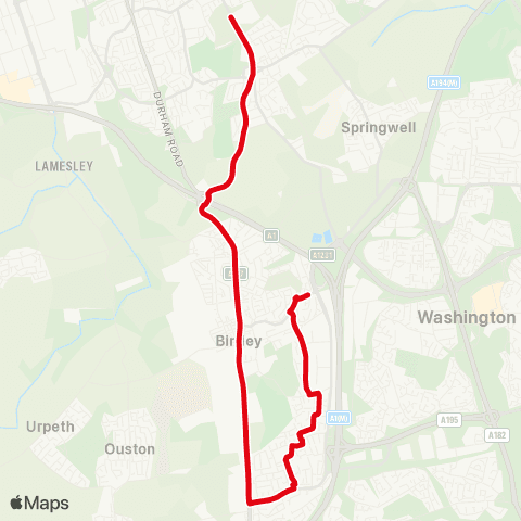 Go North East Cardinal Hume Catholic Sch - Mt Pleasant map