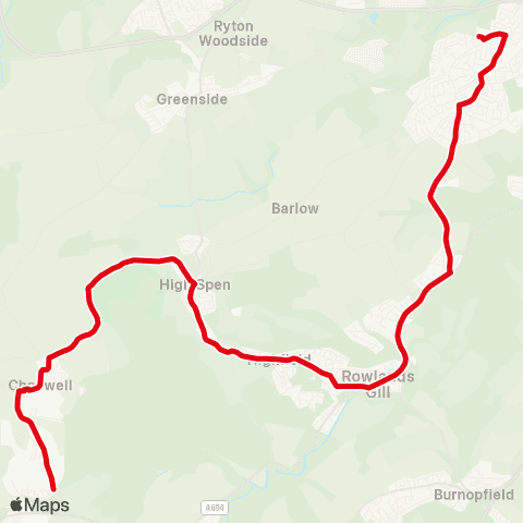 Go North East St Thomas More Rc Academy - Chopwell Rd / Connolly Ter map