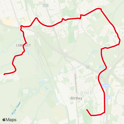 Go North East Lord Lawson of Beamish Academy - The Crescent map