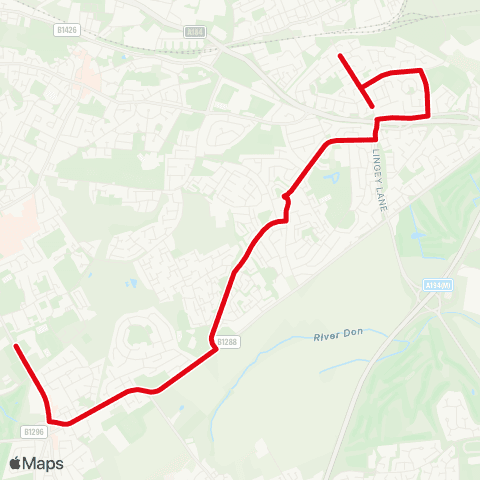 Go North East Cardinal Hume Catholic Sch - Kirkwood Gardens-Addison Gardens map