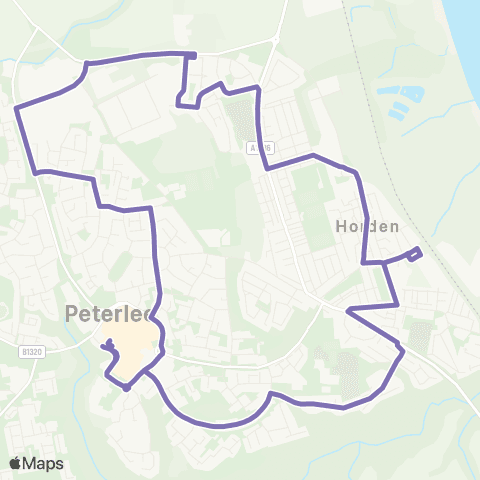 Go North East Peterlee Bus Sta Stand F - Peterlee Bus Sta Stand D map