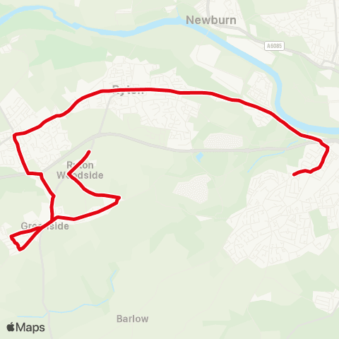 Go North East Back Ln-School - Woodside Ln-Green Grove map