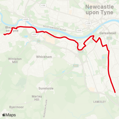 Go North East St Thomas More Rc Academy - Durham Rd-Harlow Green map