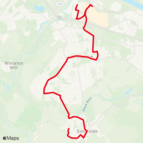Go North East Gateshead Road - Gibside Way / Asda map