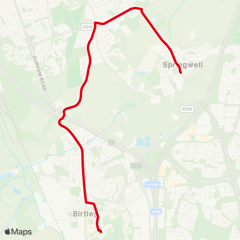 Go North East Springwell Rd-PS - Lord Lawson of Beamish Academy map