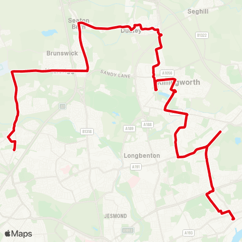Go North East Brunton Ln / Kingston Pk Shops - Interchange map
