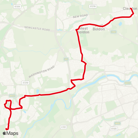 Go North East Shields Rd - St Robert of Newminster Catholic Sch map