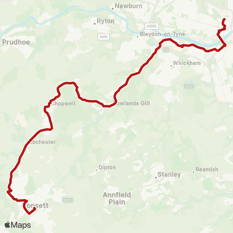 Go North East Eldon Square Bus Sta - Consett Bus Sta Stand D map