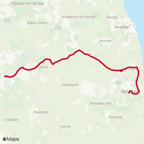 Go North East Bus Sta Stand D - Peterlee Bus Sta Stand G map