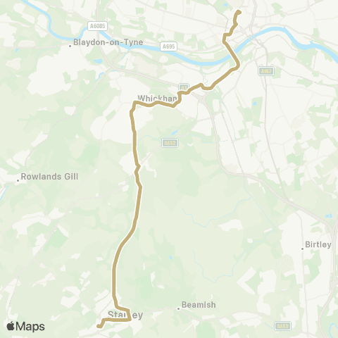 Go North East Eldon Square Bus Sta - Stanley Bus Sta Stand K map