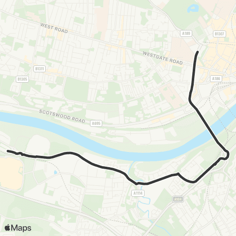 Go North East Coach Park - Barrack Road-St James Park map