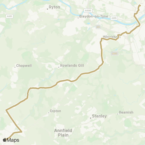 Go North East Eldon Square Bus Sta - Consett Bus Sta Stand D map