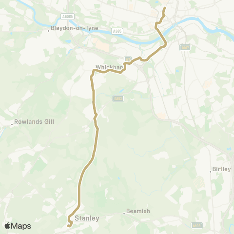 Go North East Stanley Bus Sta Stand K - Eldon Square Bus Sta map