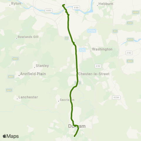 Go North East Howlands P&R - Monument Market St map