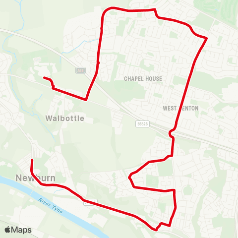 Go North East Newburn Rd-Park Rd - Walbottle Academy map