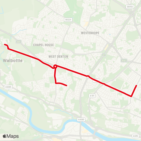 Go North East Walbottle Academy - Two Ball Lonnen-Lanercost Dr map