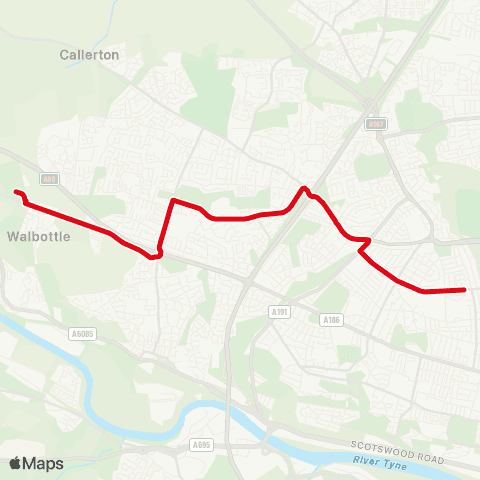 Go North East Fenham Hall Dr-Fowberry Crescent - Walbottle Academy map