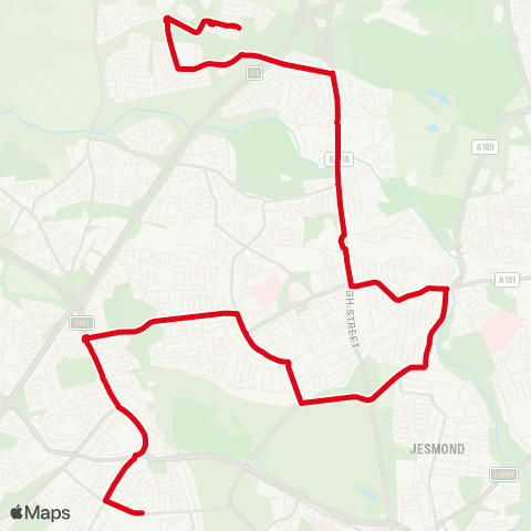 Go North East Fenham Hall Dr-Convent Rd - Sir Bobby Robson Way map