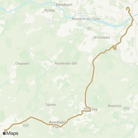 Go North East Stanley Bus Sta Stand K - Eldon Square Bus Sta map